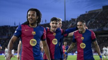 برشلونة يتأهل إلى ربع نهائي دوري أبطال أوروبا بعد فوز ساحق على بنفيكا بثلاثية.